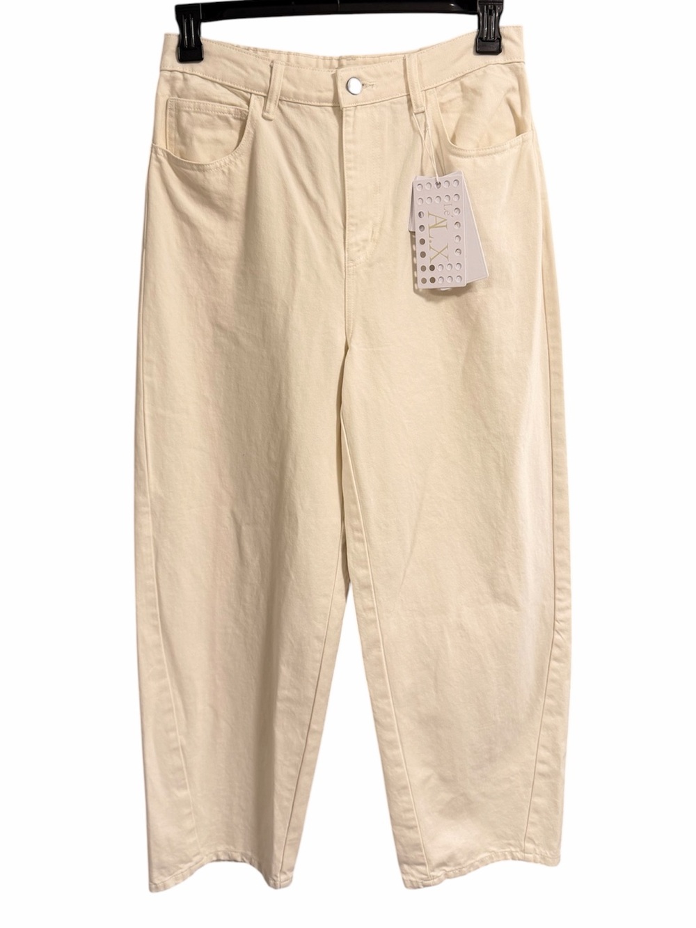 Women's High-Rise Barrel Leg Jeans - Cream Le AL.X Dillards 100% Cotton NWT